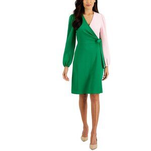 Kasper Womens Surplice Ruched Sheath Dress